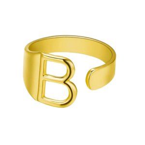 Chunky Wide Hollow B Letter Initial Gold Ring